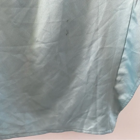 NWT Missguided Satin One Shoulder Asymmetric Ruched Side Midi Dress Blue 2 - Picture 13 of 16